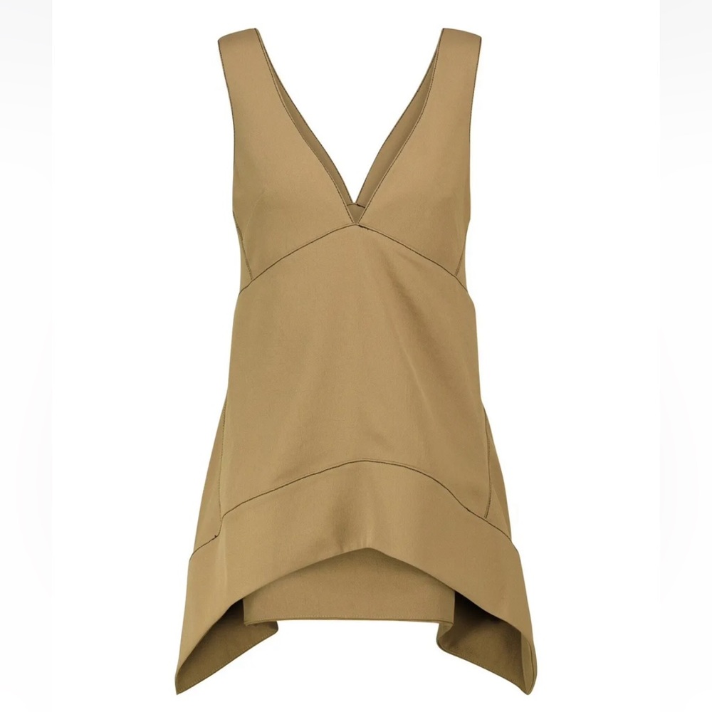 Proenza Schouler Sleeveless Top, Asymmetrical Khaki Color Size 4